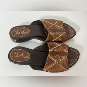 Cole Haan Womens Size 8 Leather Slide Sandals Brown Black